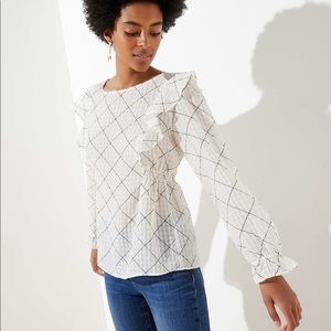LOFT Plaid Ruffle Top